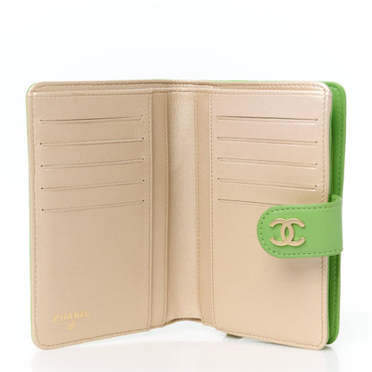 Chanel Lambskin Camellia Embossed Zipped Pocket Wallet Green 7 of 12