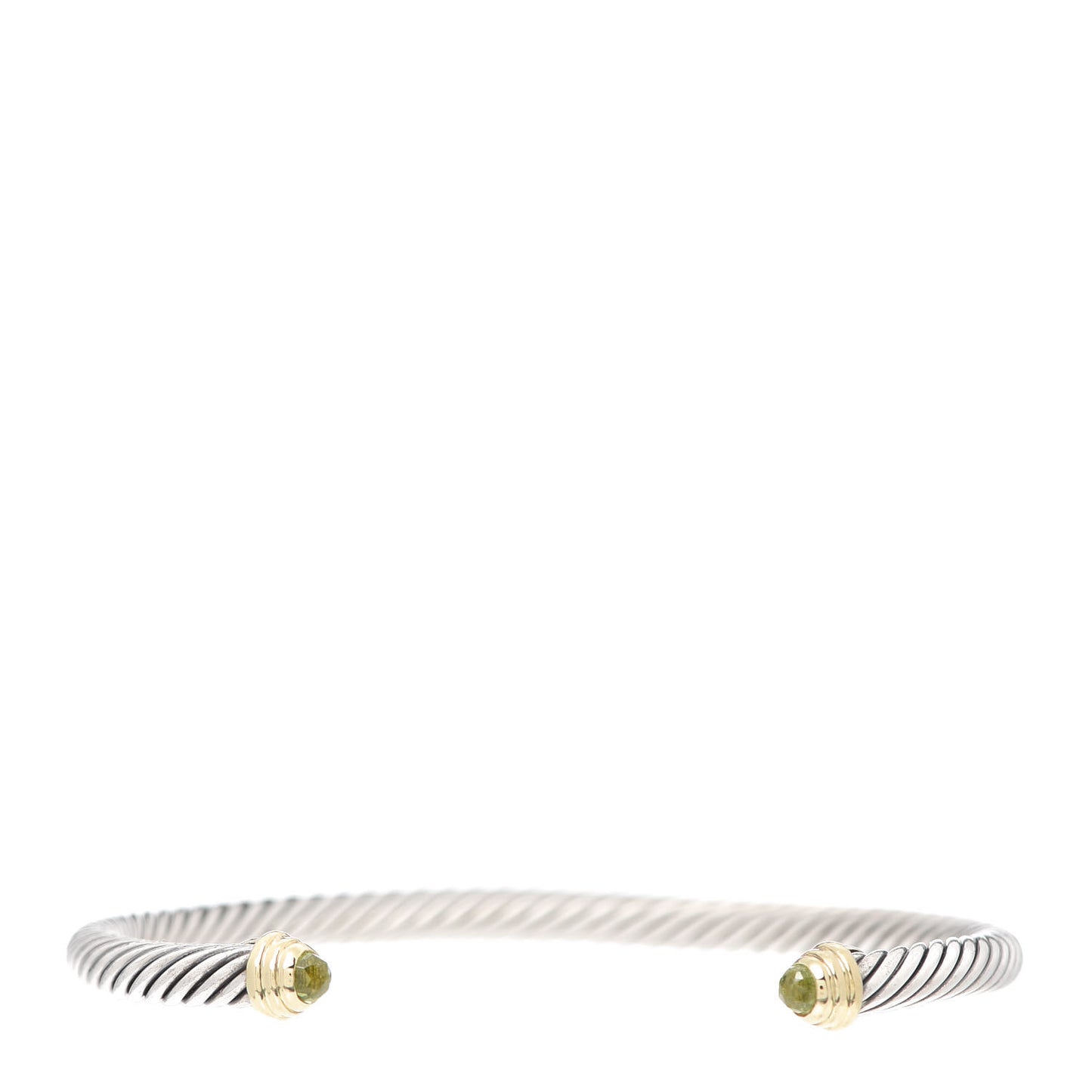 Sterling Silver 18K Yellow Gold Peridot 4mm Cable Kids Birthstone Bracelet
