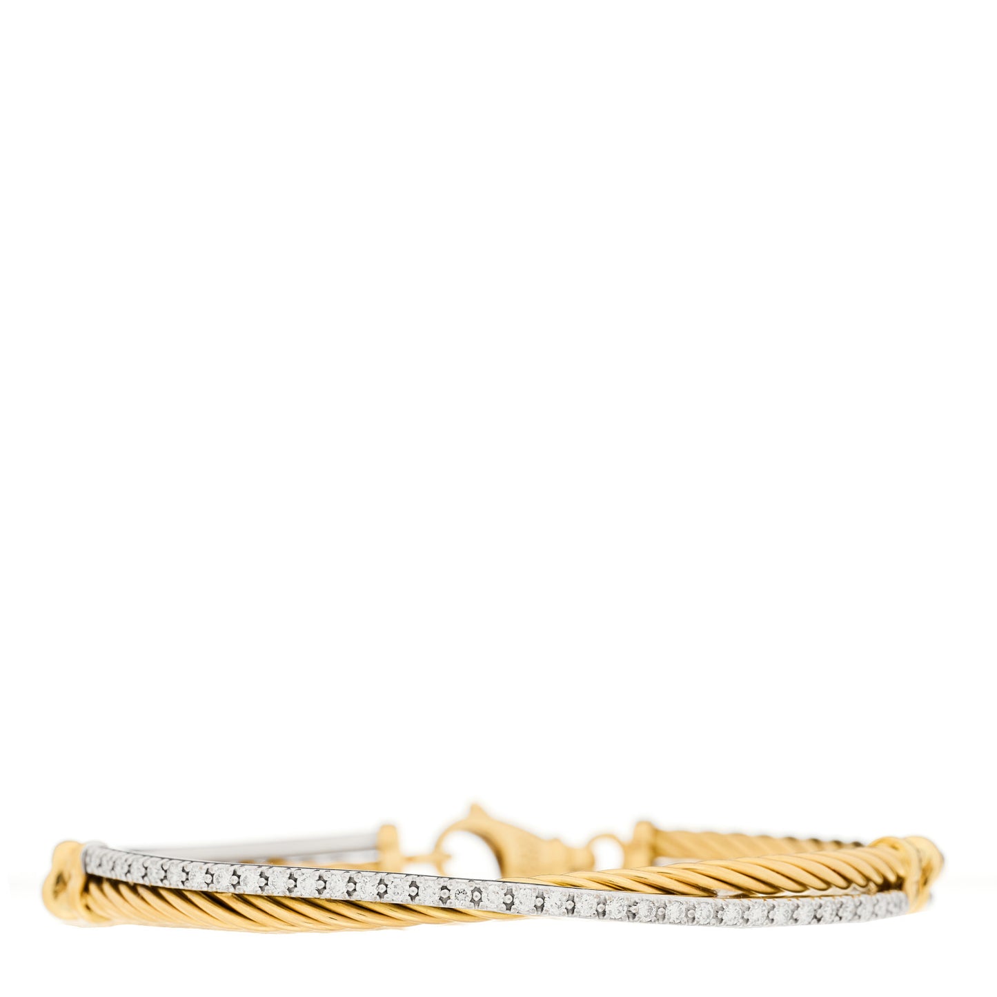 18K White Yellow Gold Diamond Crossover Bracelet