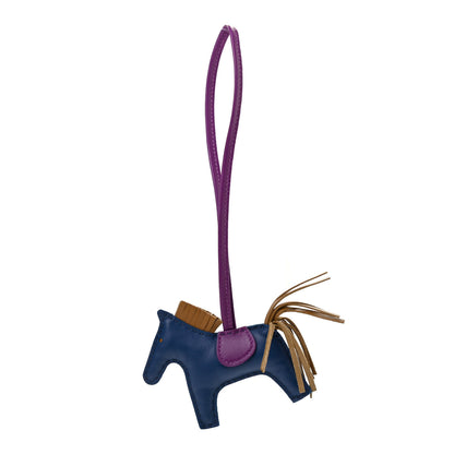 Hermes Milo Lambskin Grigri Rodeo Horse Bag Charm PM Bleu de Malte Kraft Violet 1 of 4