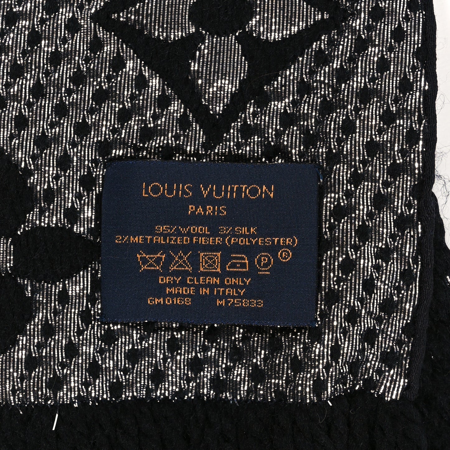 Wool Silk Logomania Shine Scarf Black