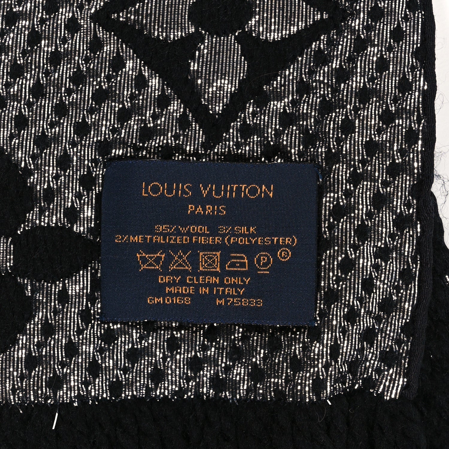 Louis Vuitton Wool Silk Logomania Shine Scarf Black 3 of 3