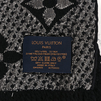 Louis Vuitton Wool Silk Logomania Shine Scarf Black 3 of 3