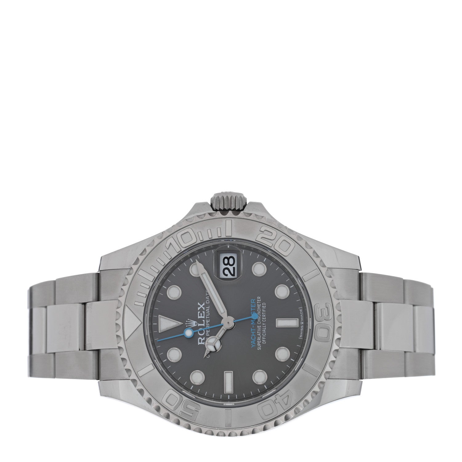Rolex Stainless Steel Platinum 37mm Oyster Perpetual Date Yacht-Master Watch Slate 268622 2 of 5