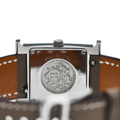 Hermes Stainless Steel Swift 21mm Heure H Hour Quartz Watch Etoupe 4 of 5
