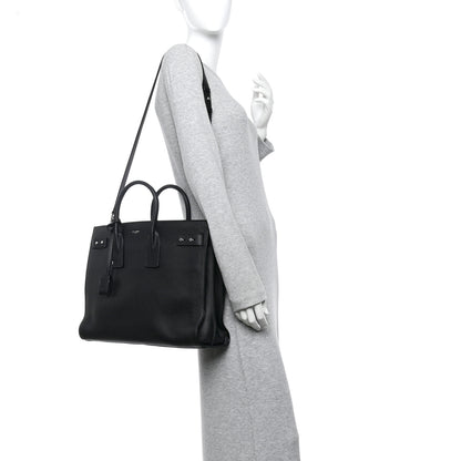 Saint Laurent Grained Calfskin Large Thin Sac De Jour Black 2 of 12