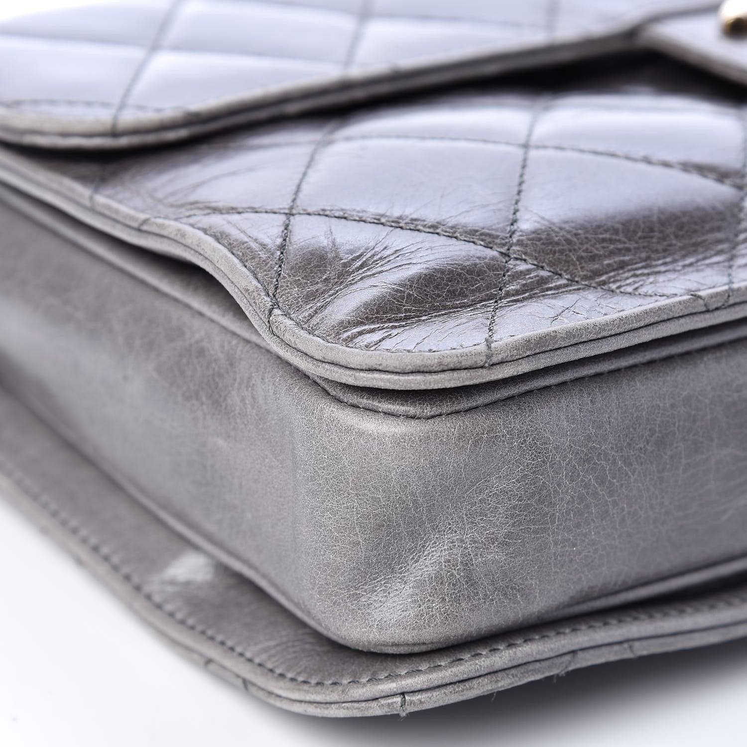 Chanel Glazed Calfskin Quilted Large Perfect Edge Flap Grey 12 of 17
