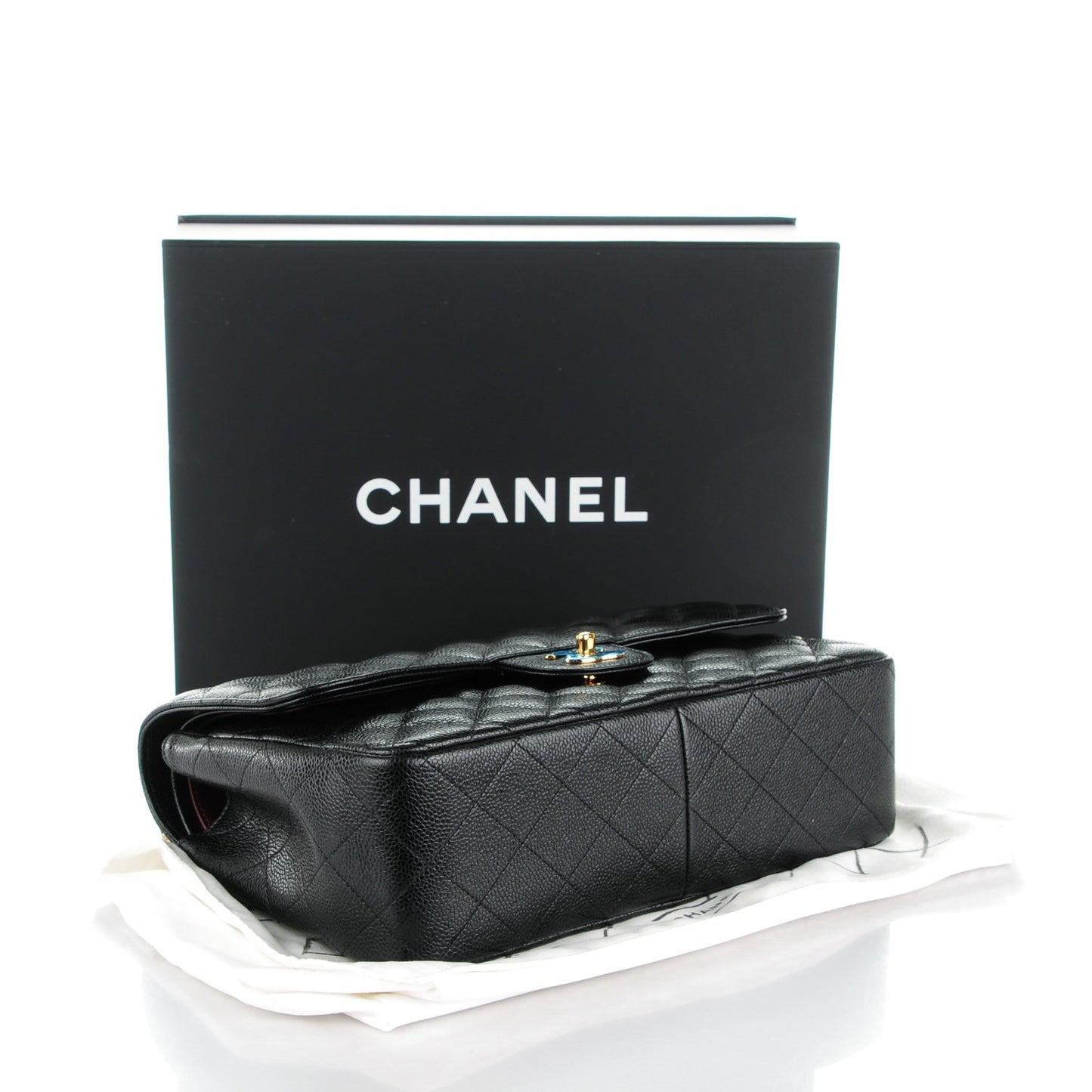 Caviar Quilted Jumbo Double Flap Black