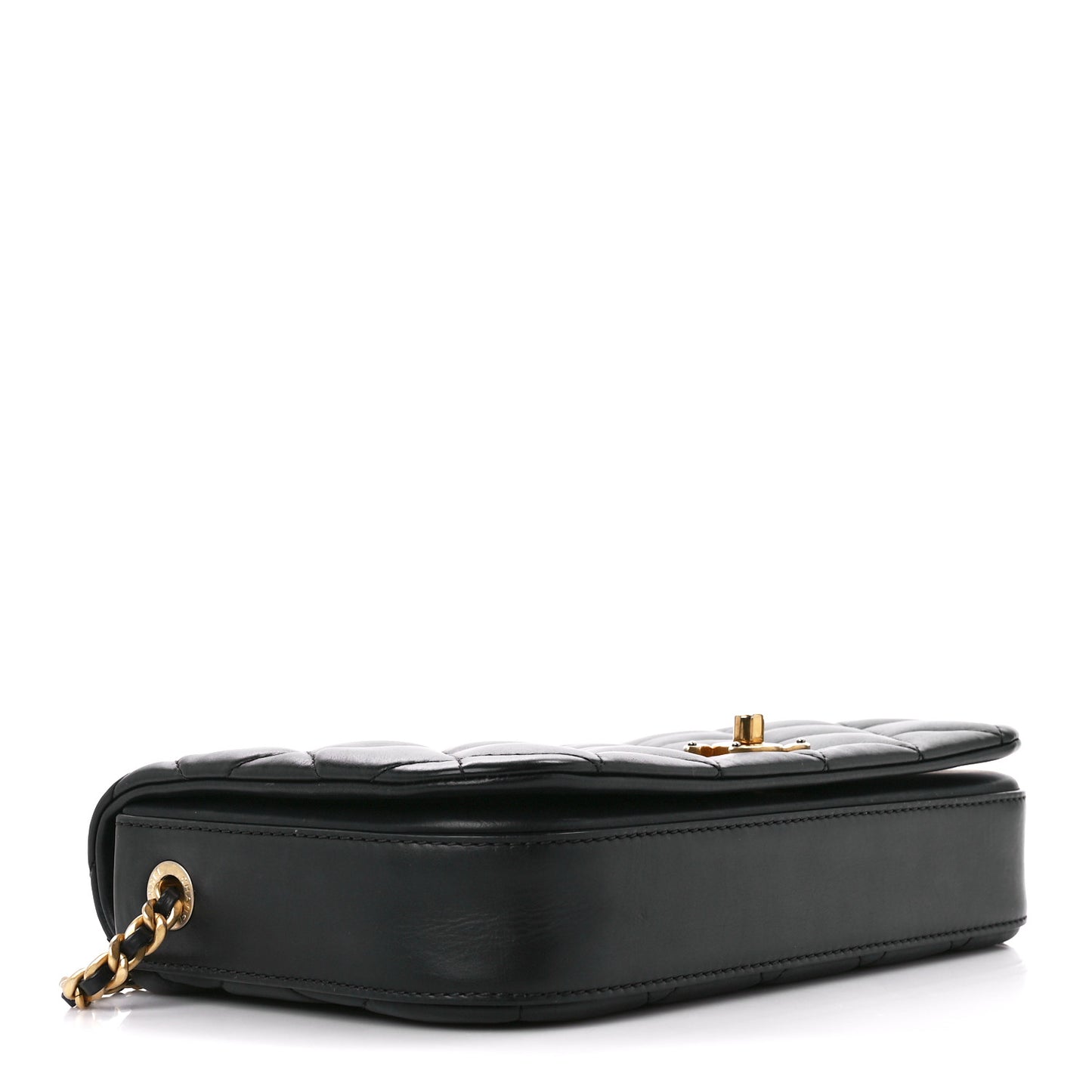 Calfskin Quilted Nailed CC Flap Bag Black