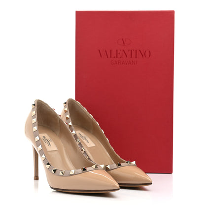 Valentino Garavani Patent Rockstud 85mm Pumps 36 Camel Rose Poudre 9 of 9