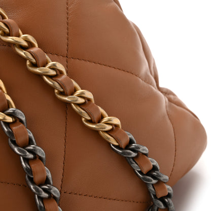 Chanel Lambskin Quilted Chanel 19 East West Shopping Bag Brown 12 of 13