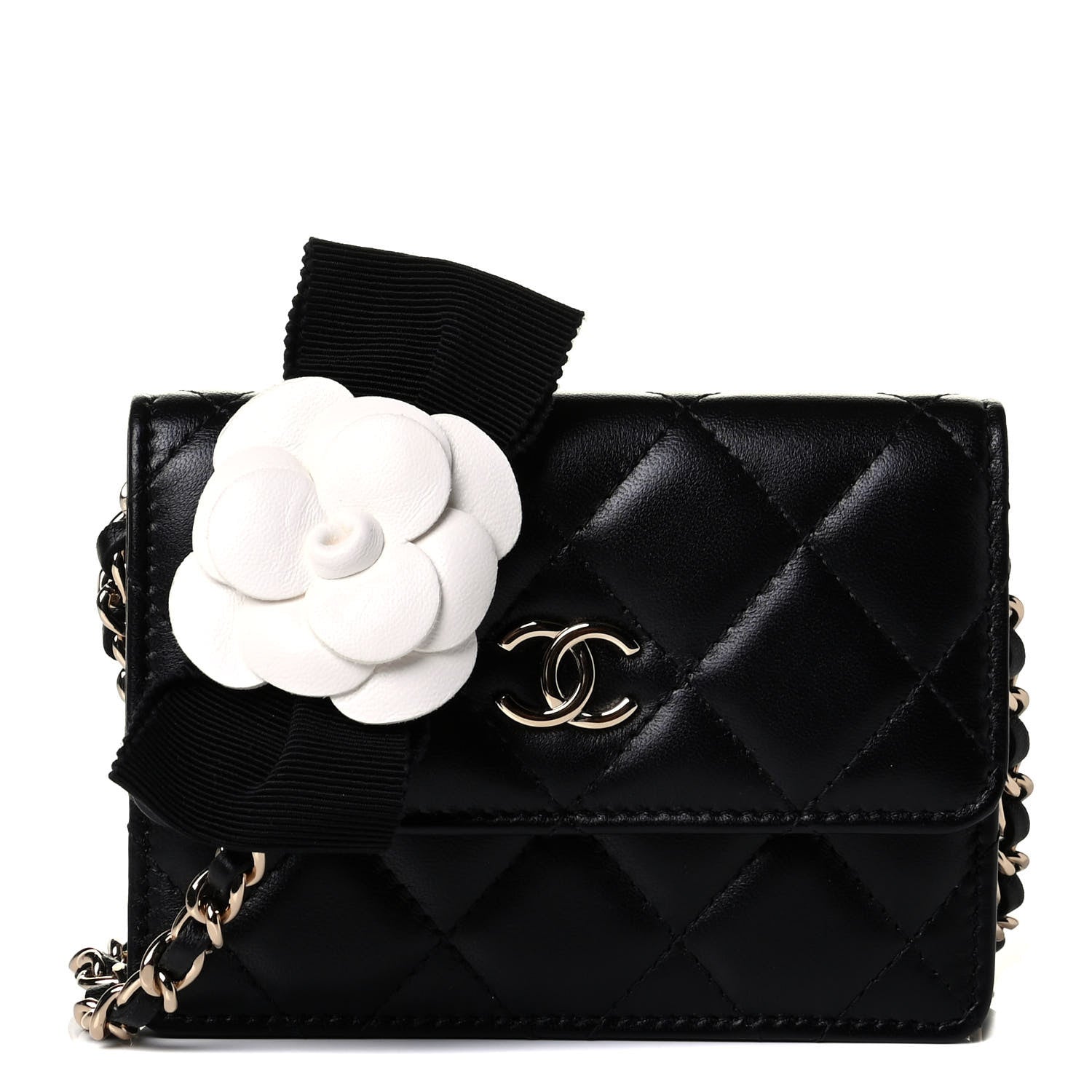 Chanel Lambskin Quilted My Chanel Lady Card Holder On Chain Black 1 of 5