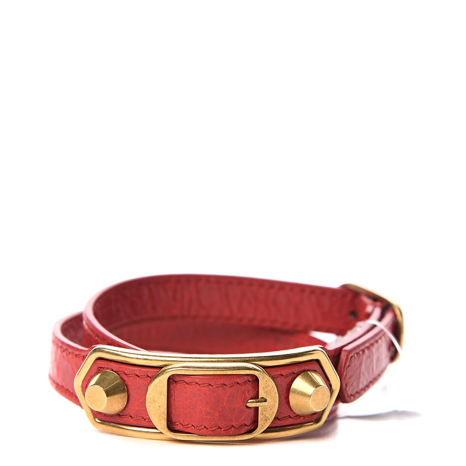 Balenciaga Chevre Hamilton Gold Metallic Edge Hardware Triple Tour Bracelet S Rouge Rubis 1 of 7