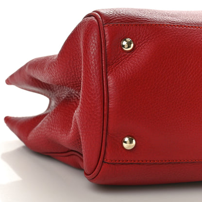 Gucci Pebbled Calfskin Medium Bamboo Shopper Tote Red 9 of 10