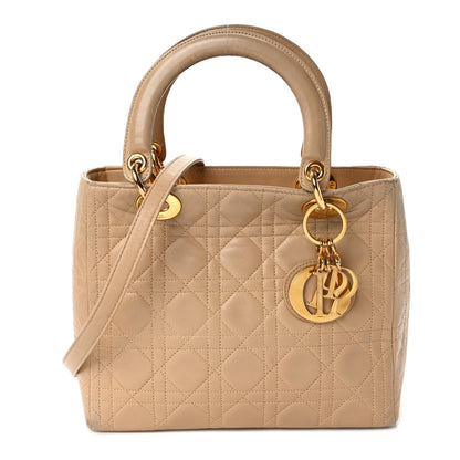 Christian Dior Lambskin Cannage Medium Lady Dior Beige 1 of 11