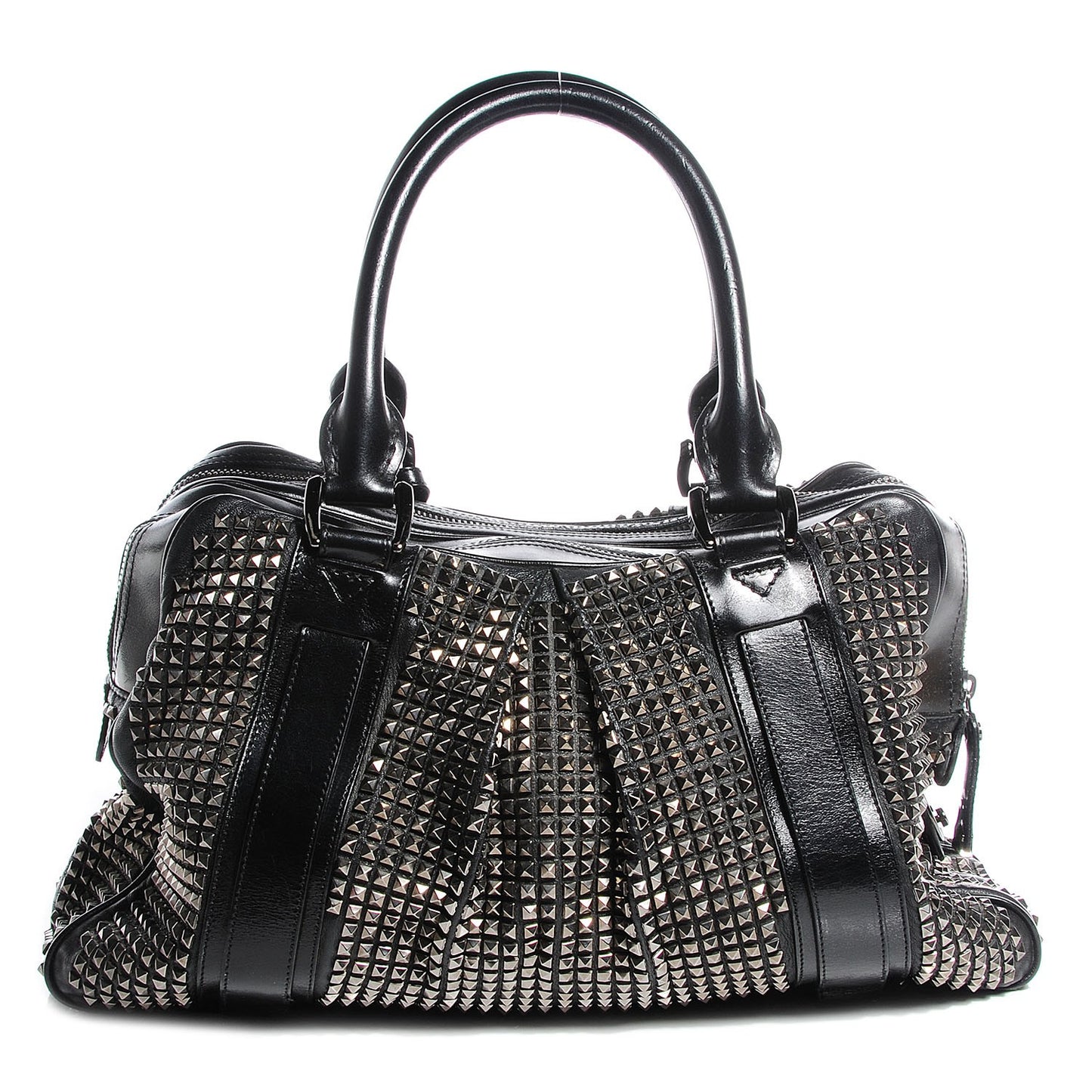 Prorsum Calfskin Studded Knight Satchel Black