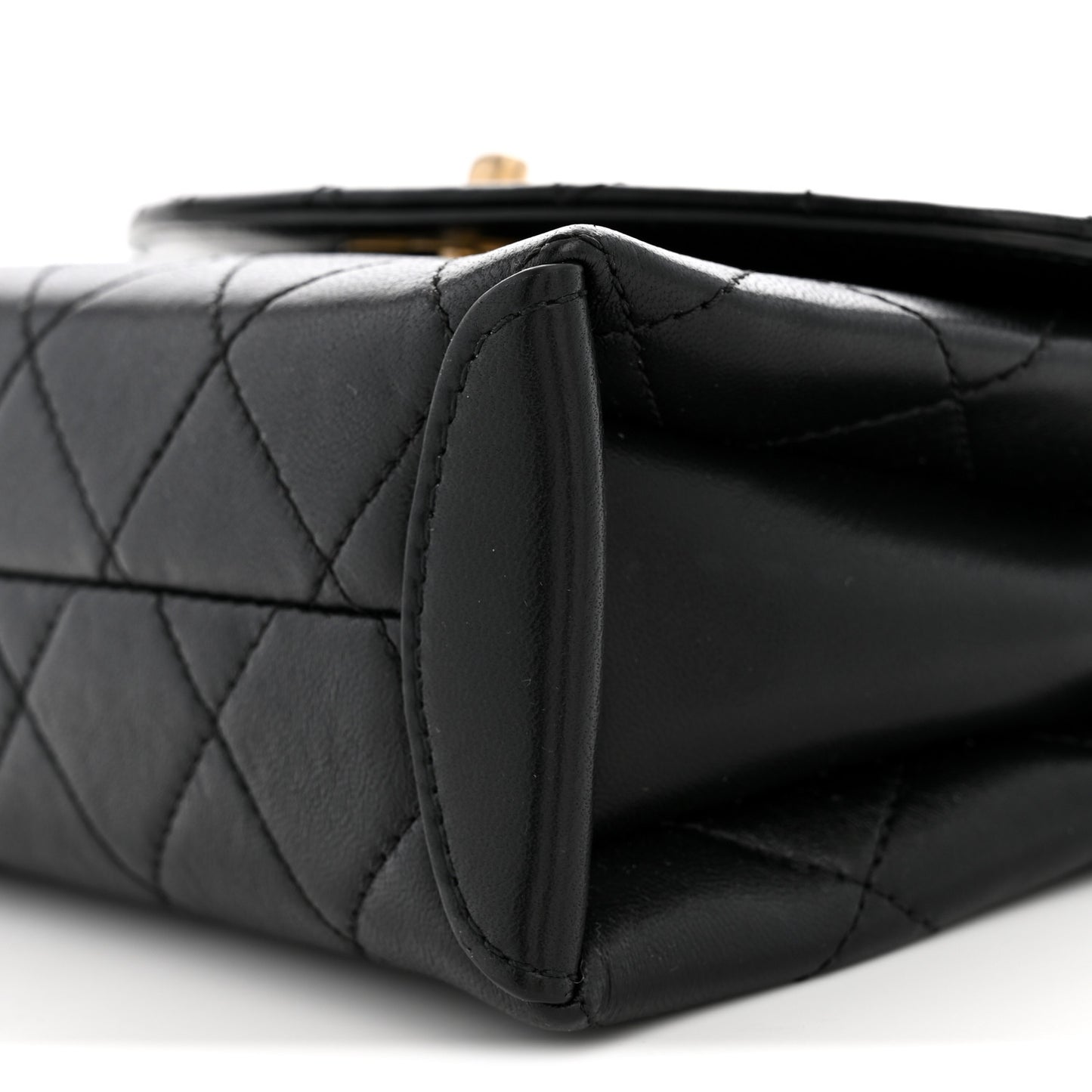 Lambskin Quilted Small Trendy Spirit Top Handle Bag Black