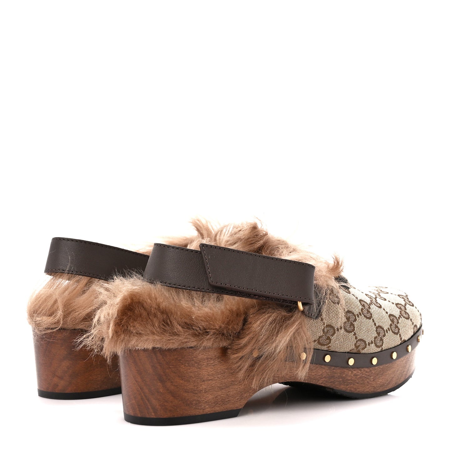 Monogram Calfskin Fur Horsebit Amstel Slingback Clogs 41 Beige Ebony New Acero Naturale