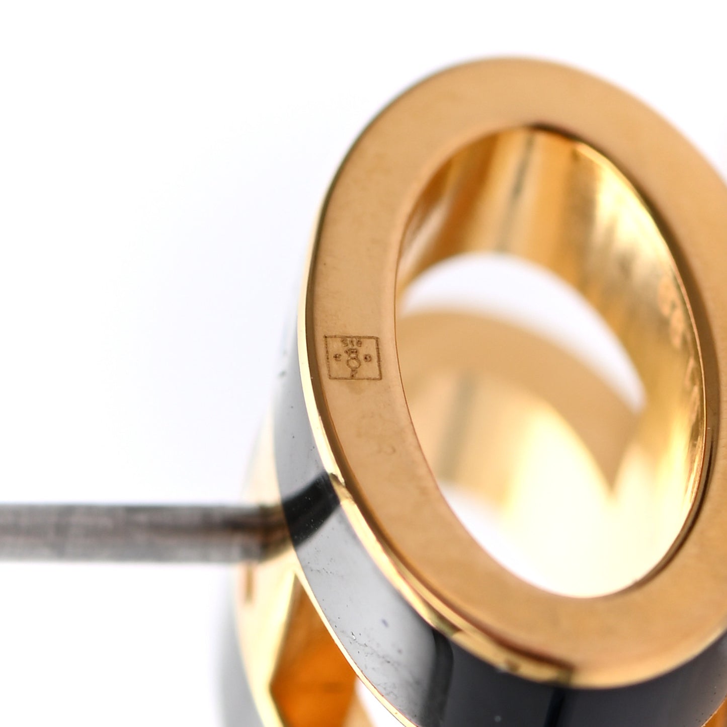 Gold Lacquered Pop H Earrings Black