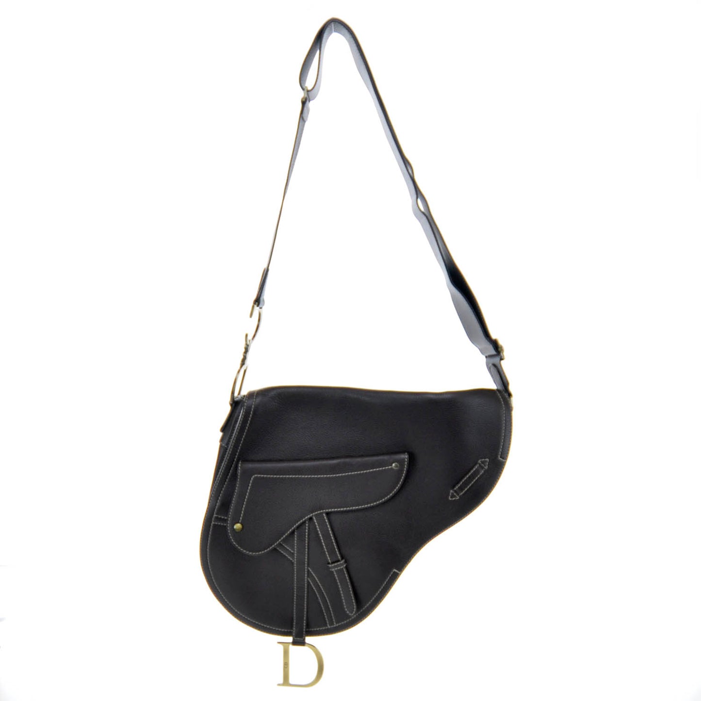 Leather Baudrier Saddle Bag Brown