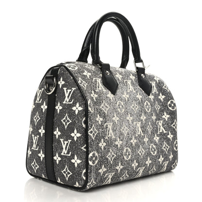 Louis Vuitton Denim Monogram Jacquard Speedy Bandouliere 25 Black 3 of 10