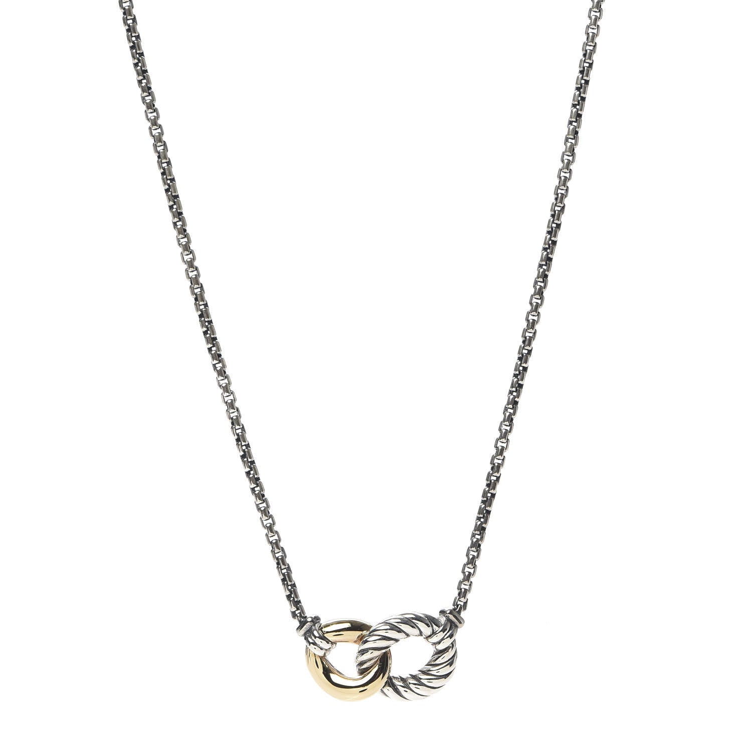 David Yurman Sterling Silver 18K Yellow Gold Belmont Pendant Necklace 1 of 6