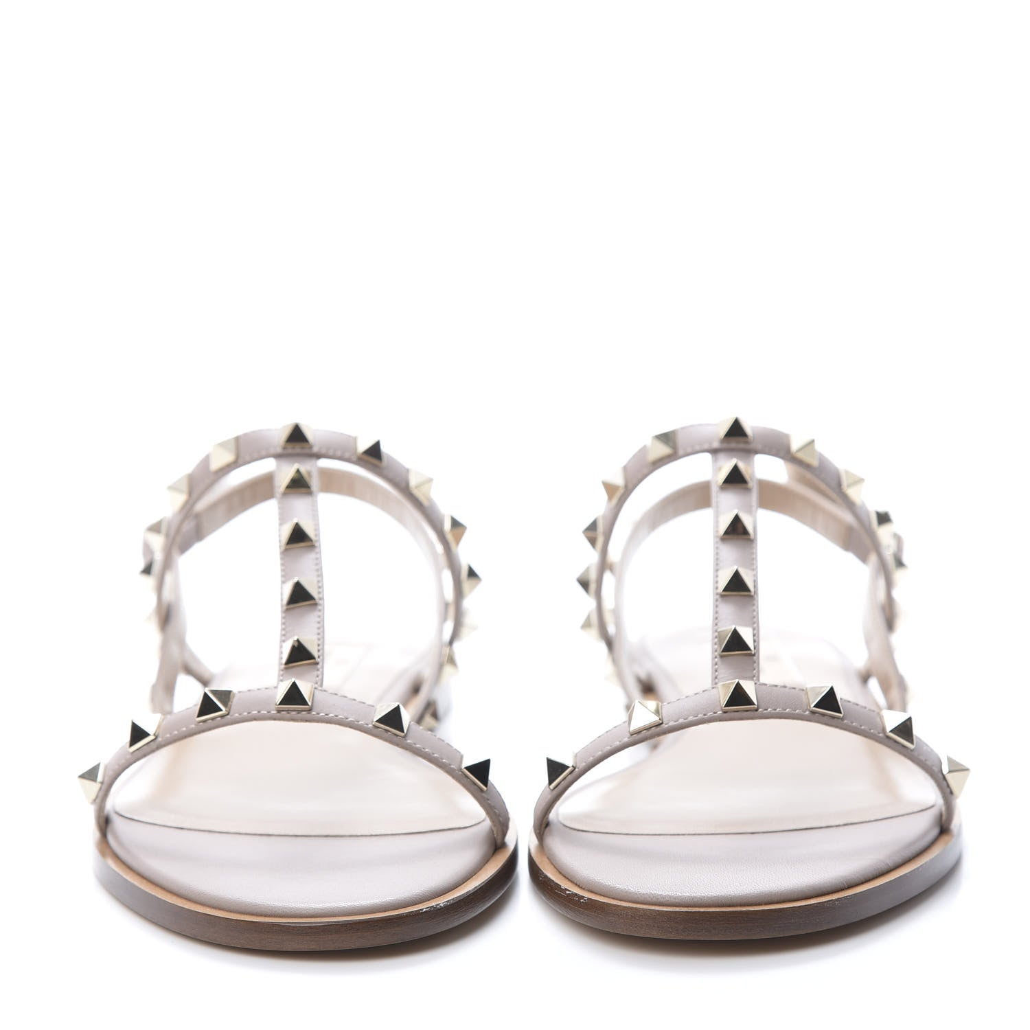 Valentino Garavani Nappa Rockstud T-Strap Slingback Flat Sandals 39 Poudre 2 of 8
