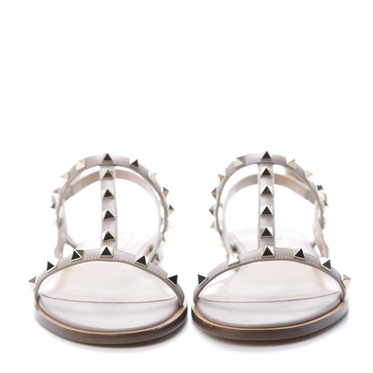 Valentino Garavani Nappa Rockstud T-Strap Slingback Flat Sandals 39 Poudre 2 of 8