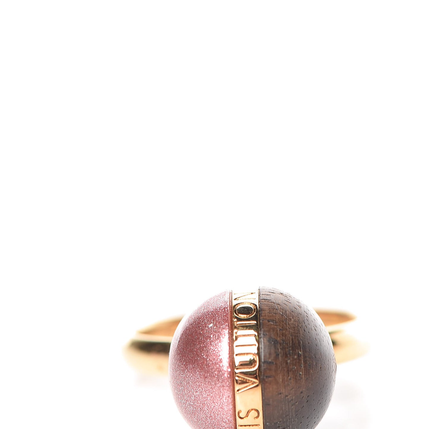 Wood Enamel Ball Ring Set 6.5 Brown Pink