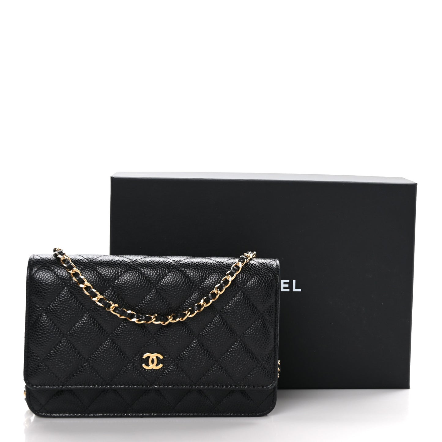 Caviar Quilted Wallet On Chain WOC Black