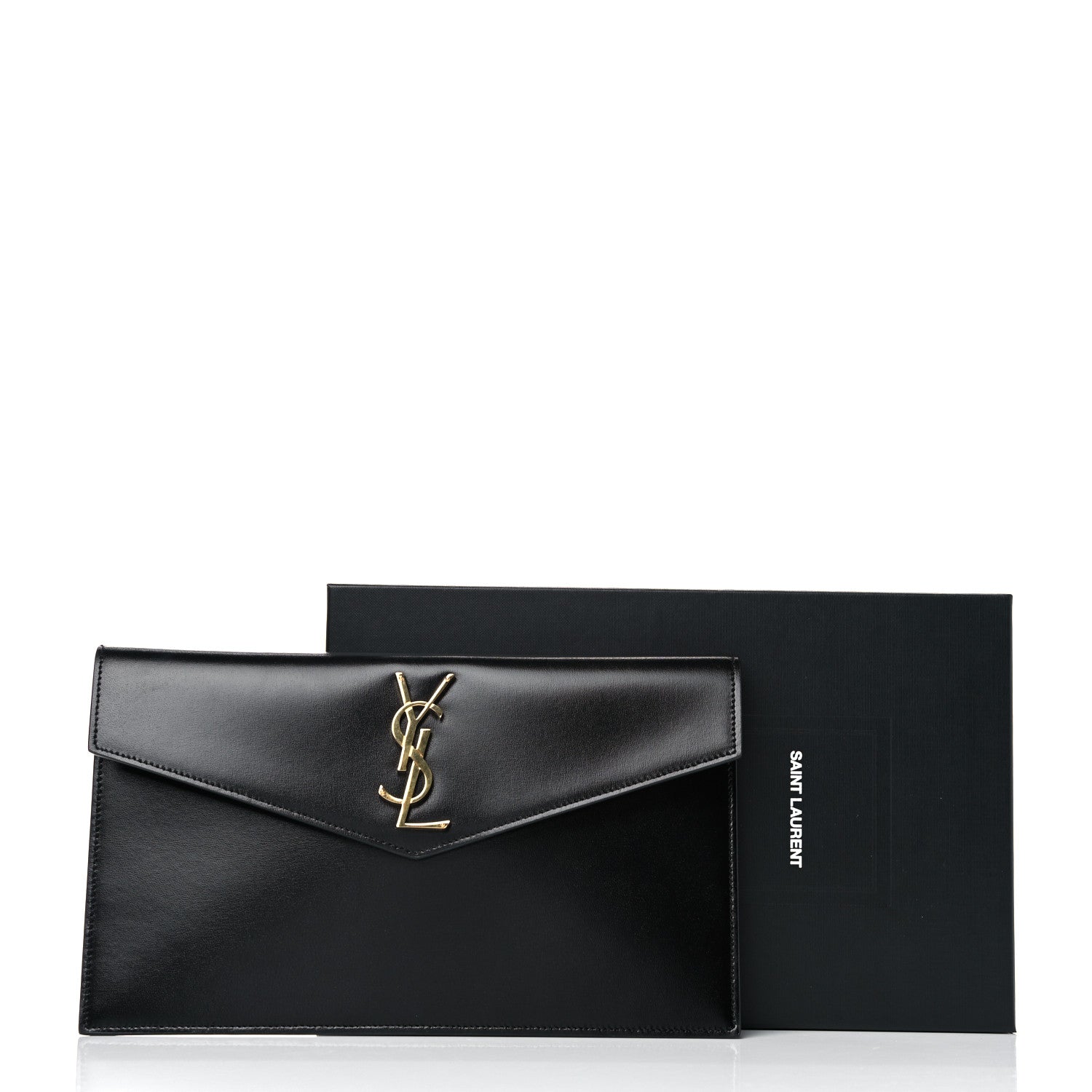 Saint Laurent Smooth Shiny Calfskin Monogram Uptown Pouch Black 15 of 16