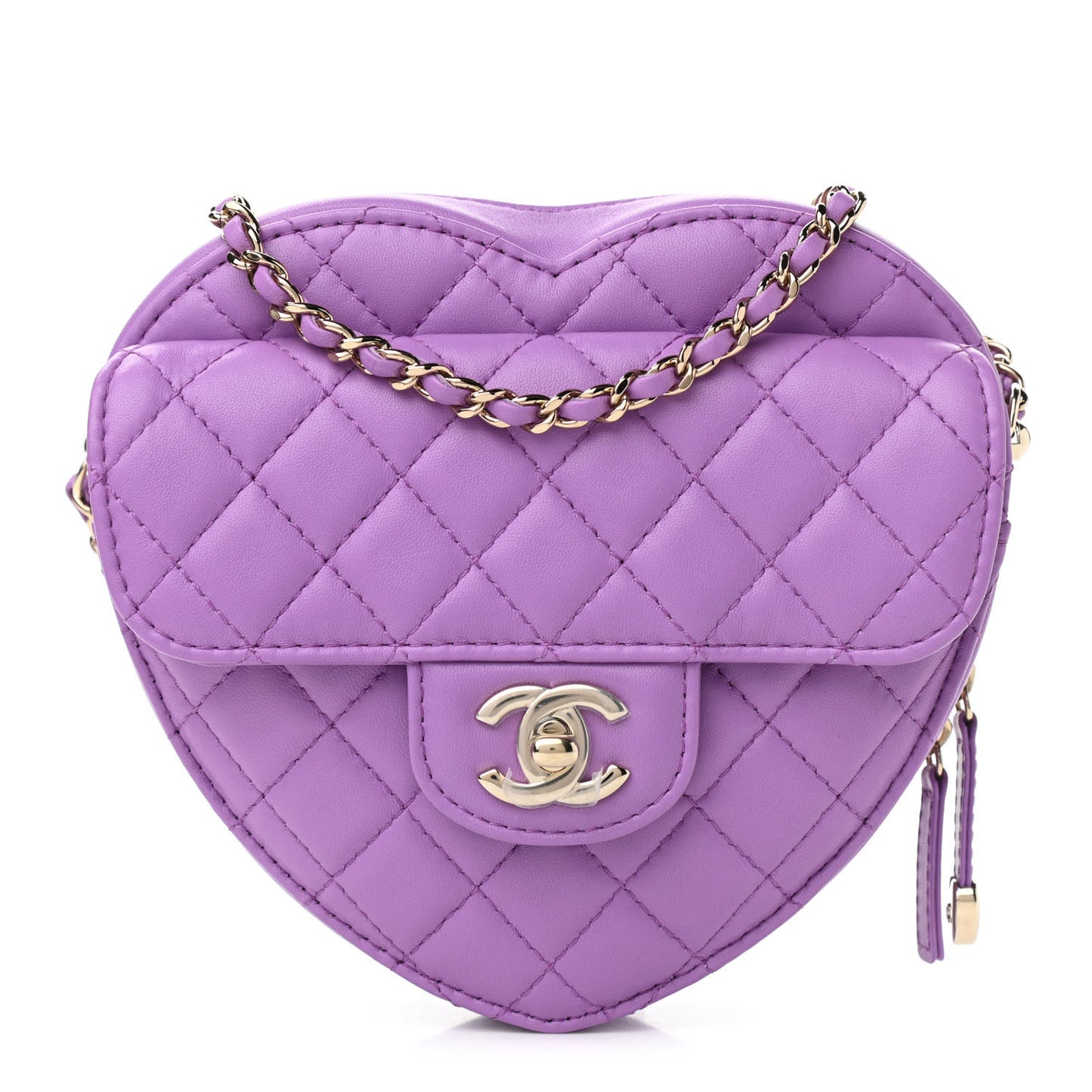 Lambskin Quilted CC In Love Heart Bag Purple