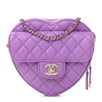 Chanel Lambskin Quilted CC In Love Heart Bag Purple 1 of 11