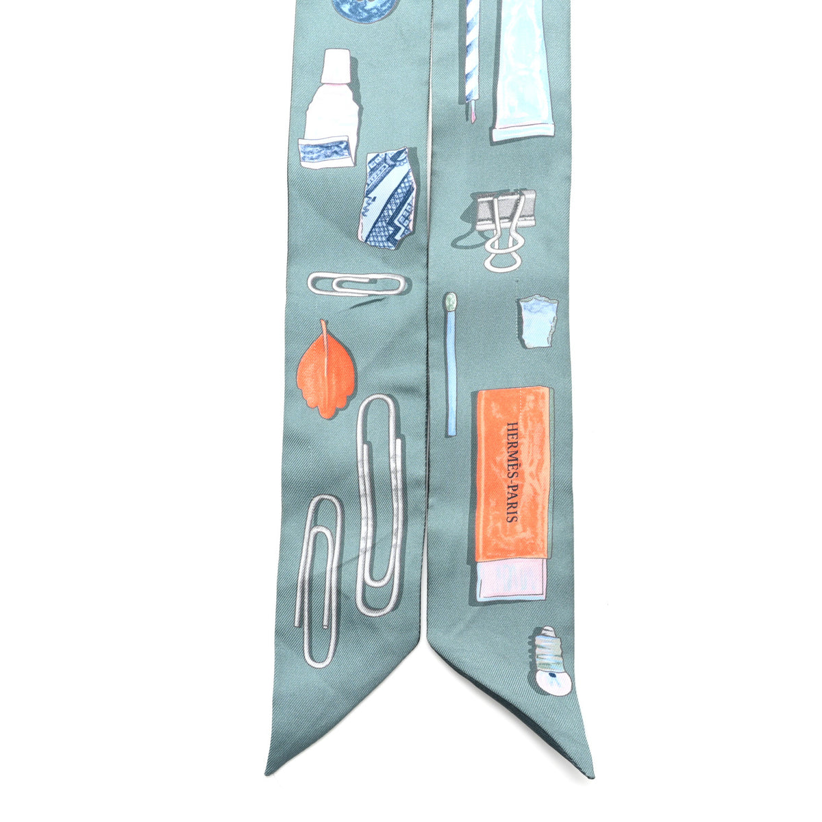 Silk In The Pocket Twilly Vert De Gris Bleu