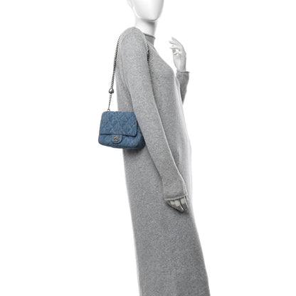 Chanel Denim Quilted Camellia Sweetheart Mini Flap Blue 2 of 11