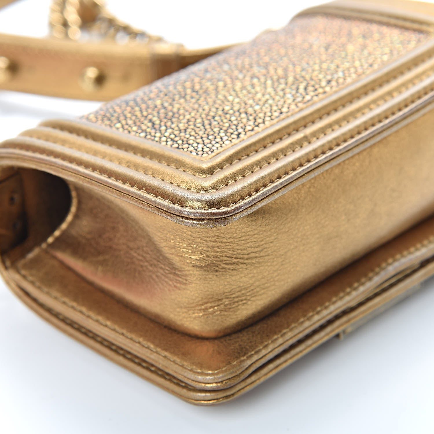 Chanel Galuchat Stingray Mini Boy Flap Gold 12 of 14