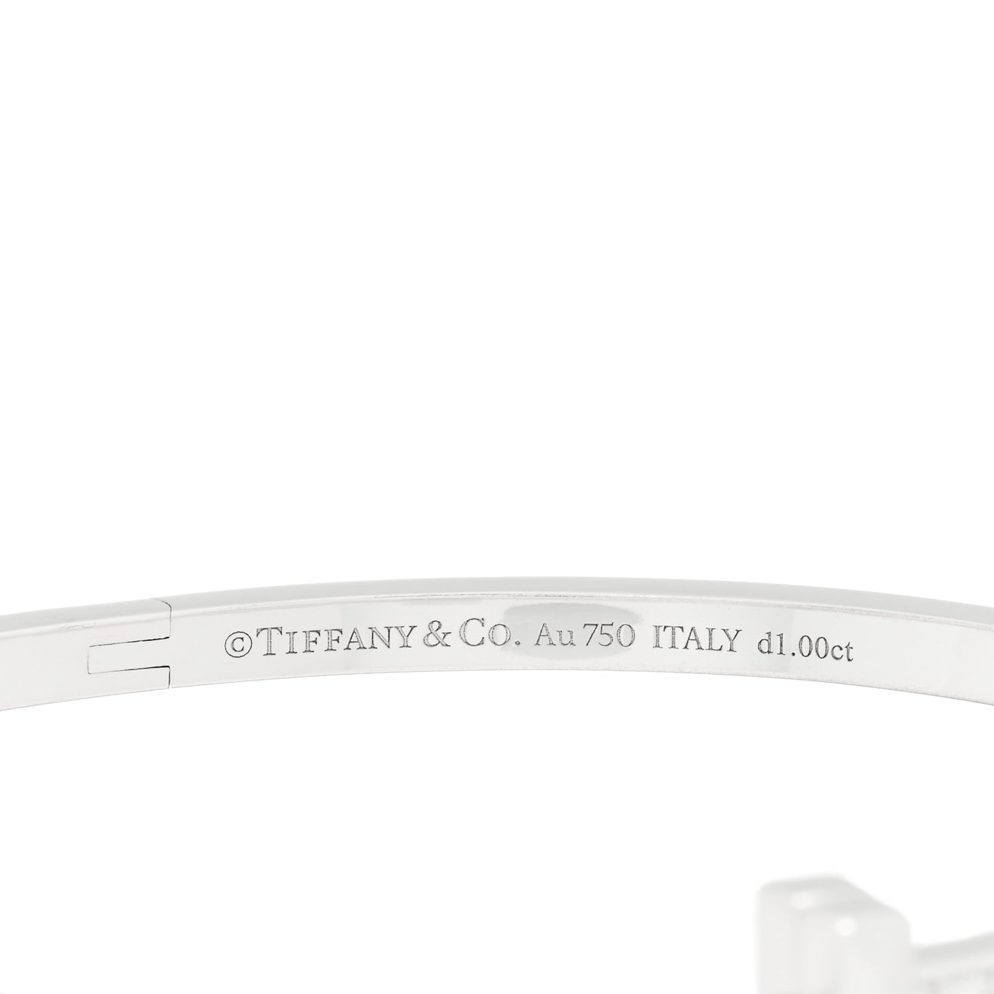 18K White Gold Diamond Narrow T1 Hinged Bangle Bracelet
