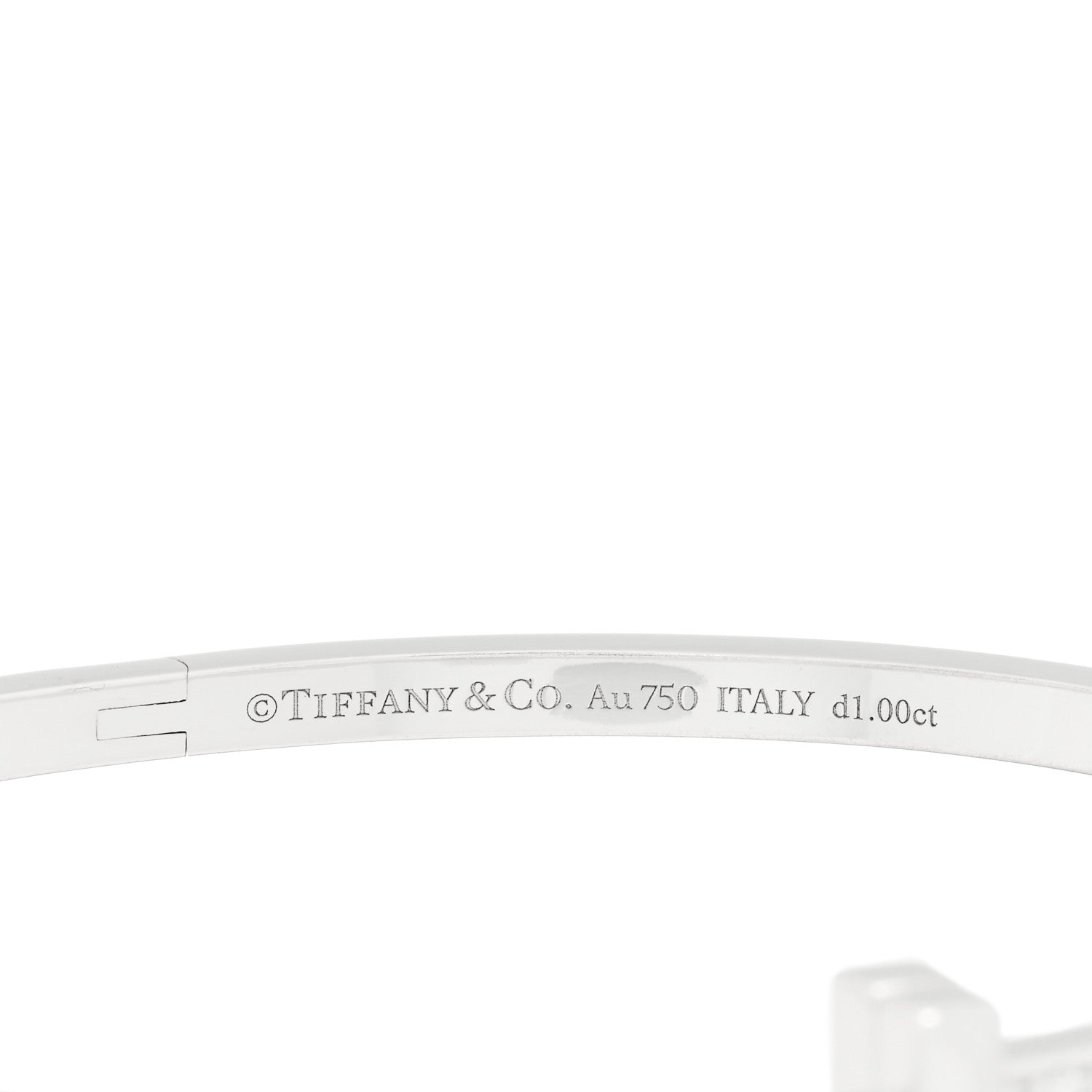 Tiffany 18K White Gold Diamond Narrow T1 Hinged Bangle Bracelet 3 of 3