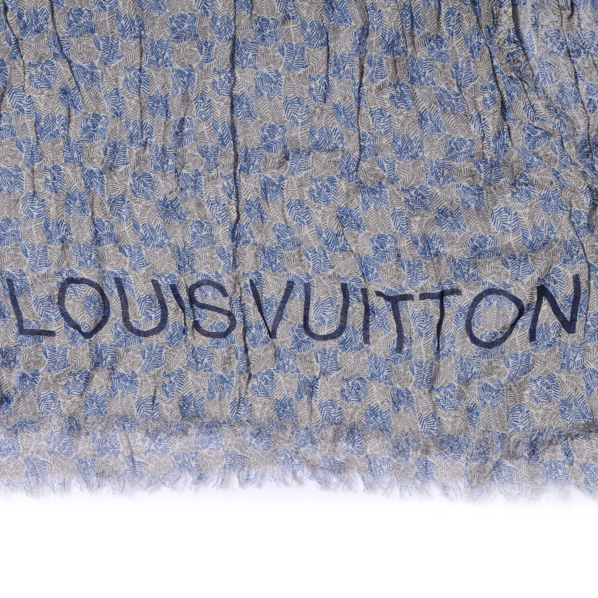 Louis Vuitton Cotton Linen Etole Damier Palm Stole Blue 5 of 7