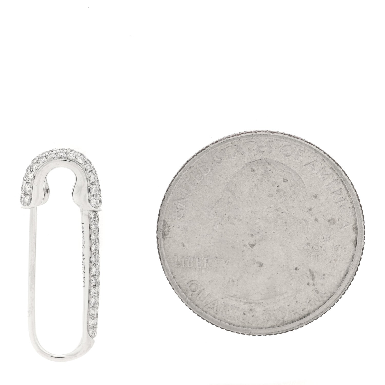 Anita Ko 18K White Gold Diamond Safety Pin Earring 2 of 3