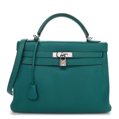 Hermes Chevre Mysore Kelly Retourne 32 Bleu Paon 2 of 18