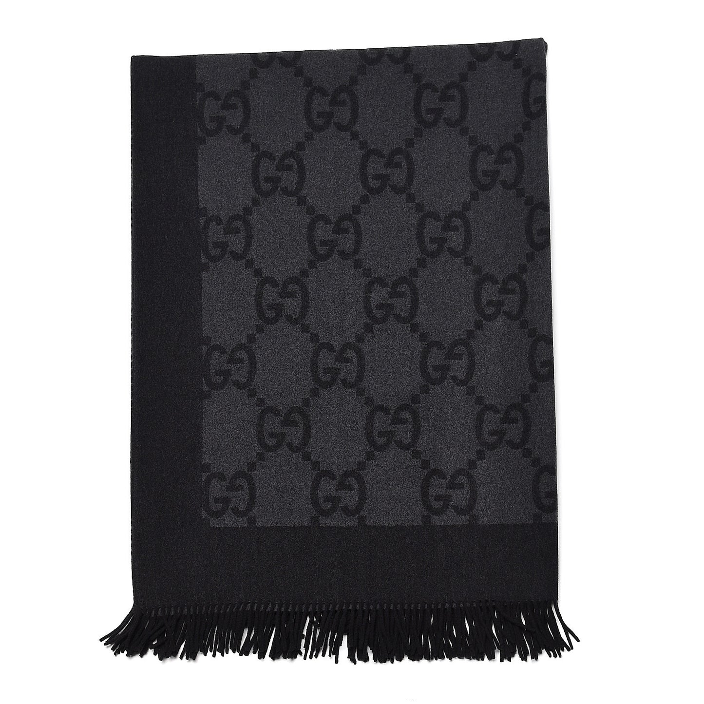 Wool Cashmere GG Monogram Blanket Grey Black
