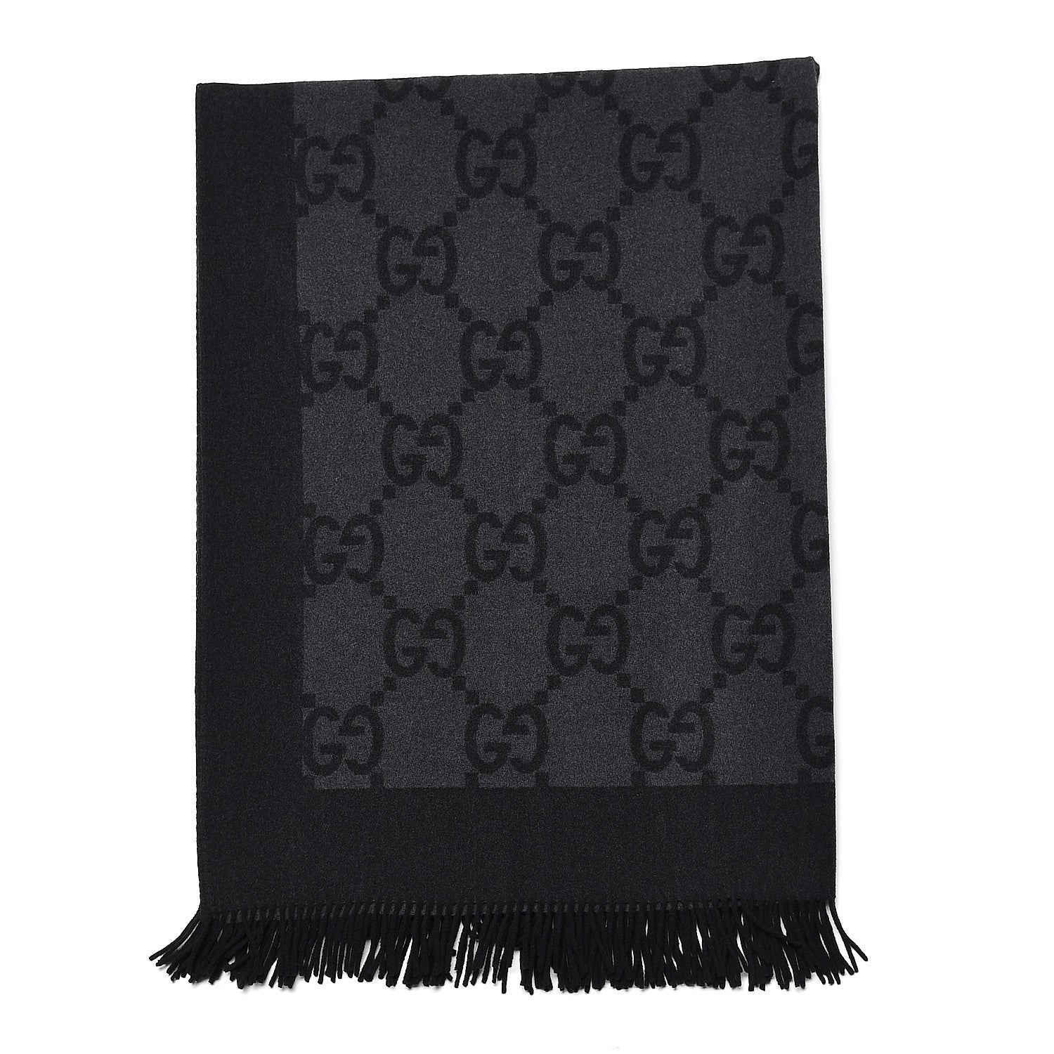 Gucci Wool Cashmere GG Monogram Blanket Grey Black 1 of 4