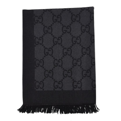 Gucci Wool Cashmere GG Monogram Blanket Grey Black 1 of 4