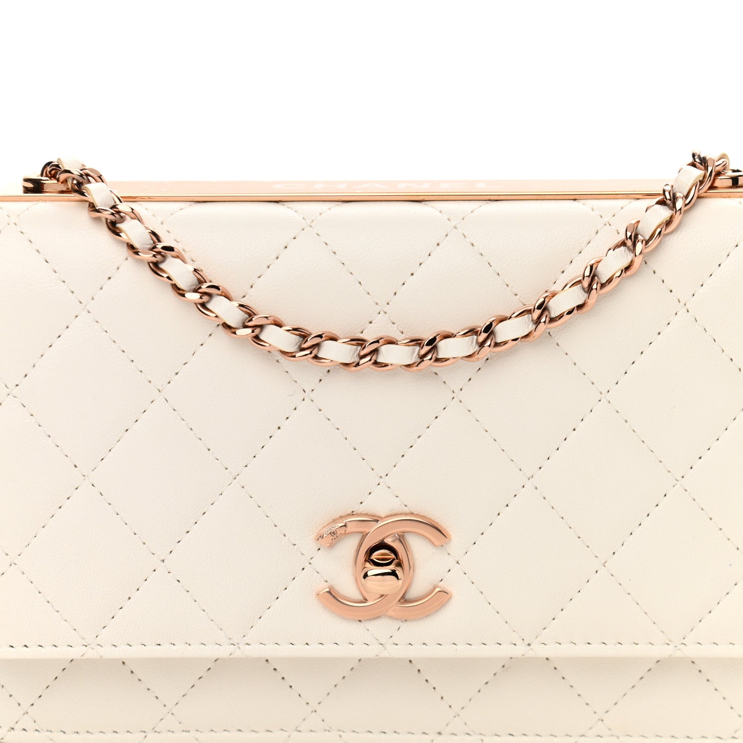 Chanel Lambskin Quilted Trendy CC Wallet On Chain WOC White 8 of 11