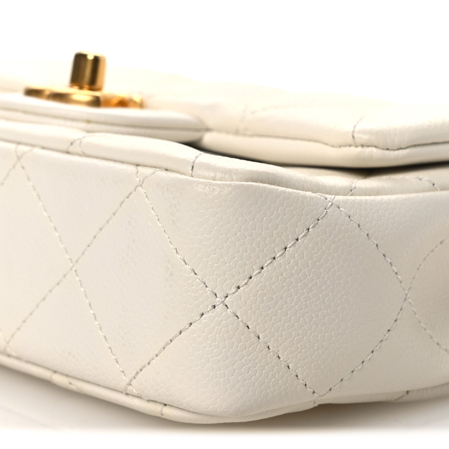 Chanel Caviar Quilted Mini Sweetheart Rectangular Flap White 10 of 10