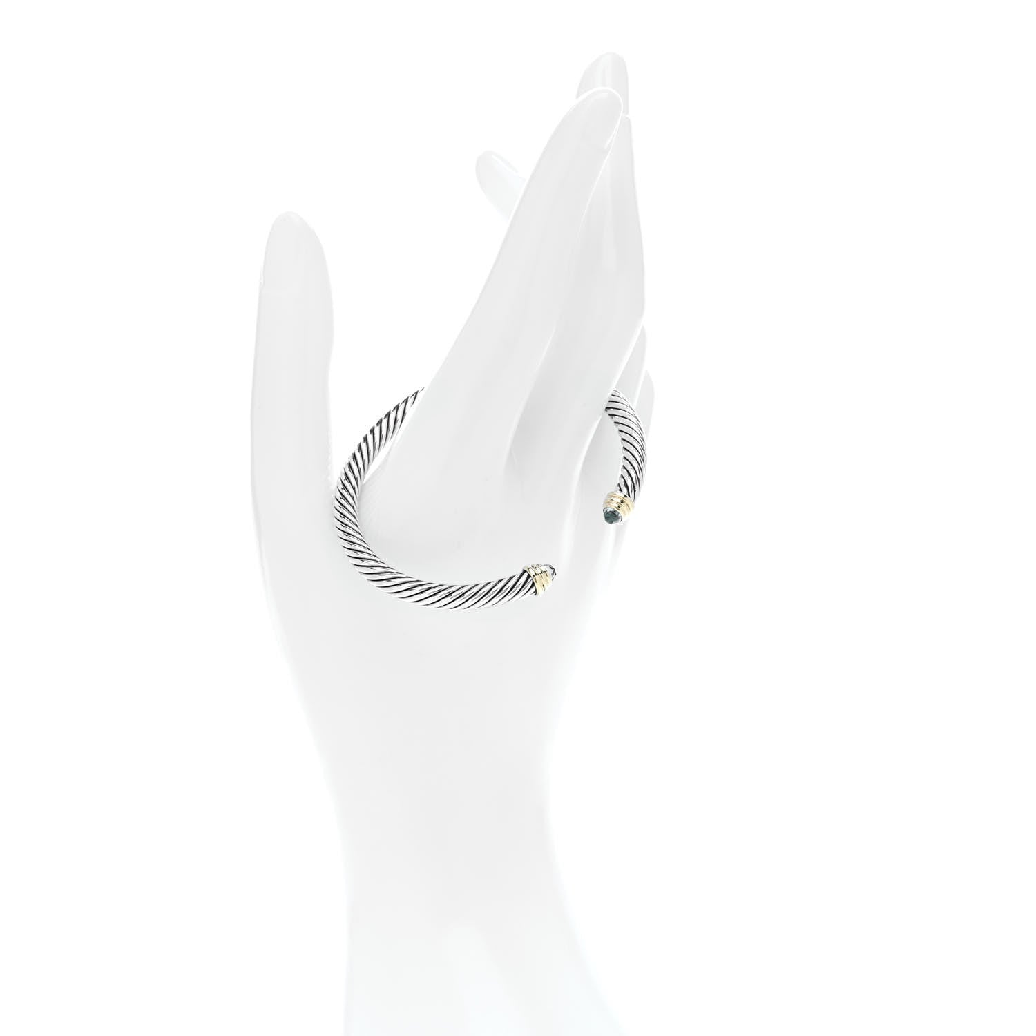 David Yurman Sterling Silver 14K Yellow Gold Blue Topaz 5mm Cable Classics Petite Color Bracelet 2 of 4