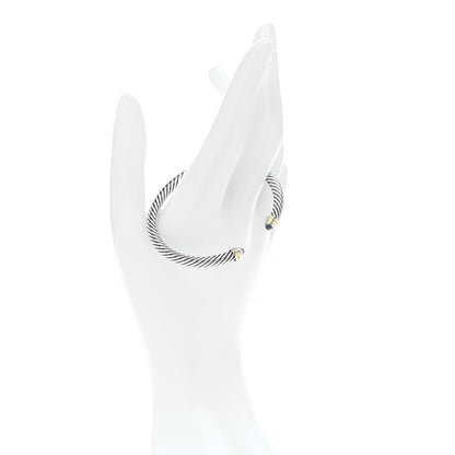 David Yurman Sterling Silver 14K Yellow Gold Blue Topaz 5mm Cable Classics Petite Color Bracelet 2 of 4