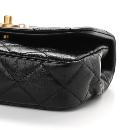 Chanel Glazed Calfskin Quilted Mini Pearl Side Flap Black 9 of 9