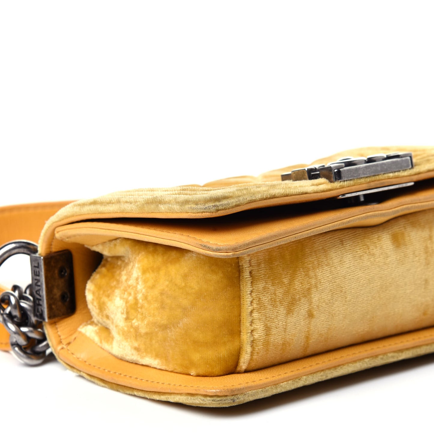 Velvet Quilted Mini Boy Flap Yellow